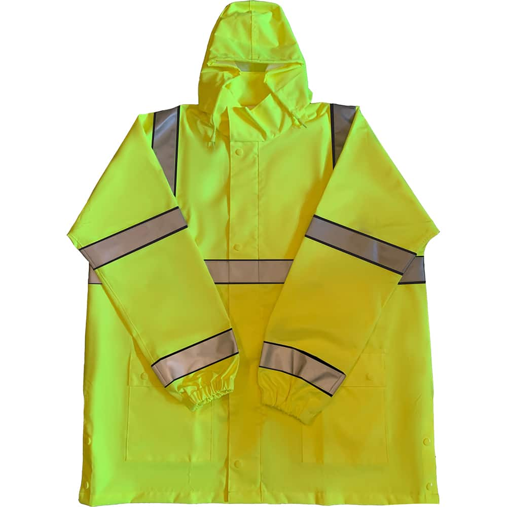 Louisiana Professional Wear - Rain & Chemical Wear; Garment Style: Rain Jacket ; Garment Type: Breathable; Hi-Visibility; Waterproof; Rain ; Material: Polyester/Polyurethane ; Size: Small ; Color: Fluorescent Yellow ; Certification Type: ANSI/ISEA 107-20 - Exact Industrial Supply