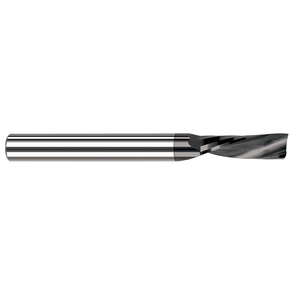 Square End Mill: 3/32'' Dia, 3/8'' LOC, 1/4'' Shank Dia, 2'' OAL, 1 Flute, Solid Carbide Single End, Amorphous Diamond Finish, Downcut Flute, 22 ° Helix, RH Cut, RH Flute