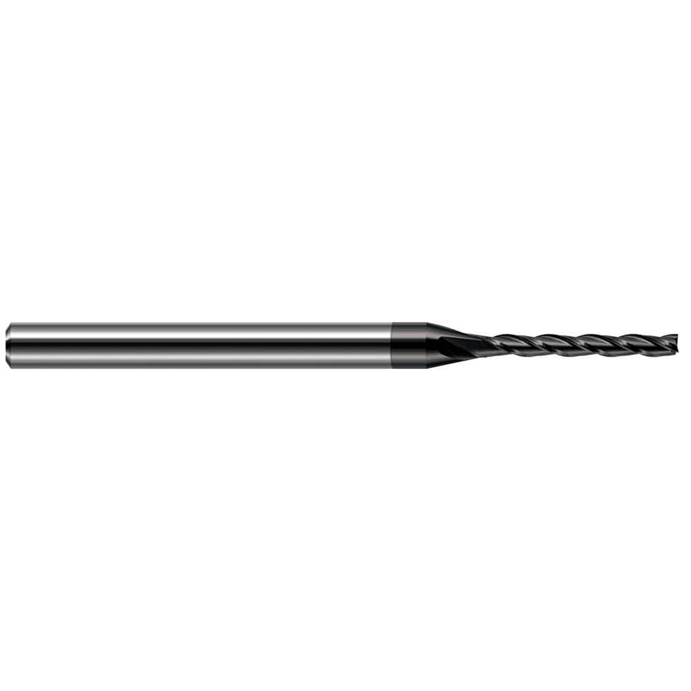 Square End Mill: 3/64'' Dia, 3/8'' LOC, 1/8'' Shank Dia, 2-1/2'' OAL, 3 Flutes, Solid Carbide Single End, Amorphous Diamond Finish, 30 ° Helix, Centercutting, RH Cut, RH Flute
