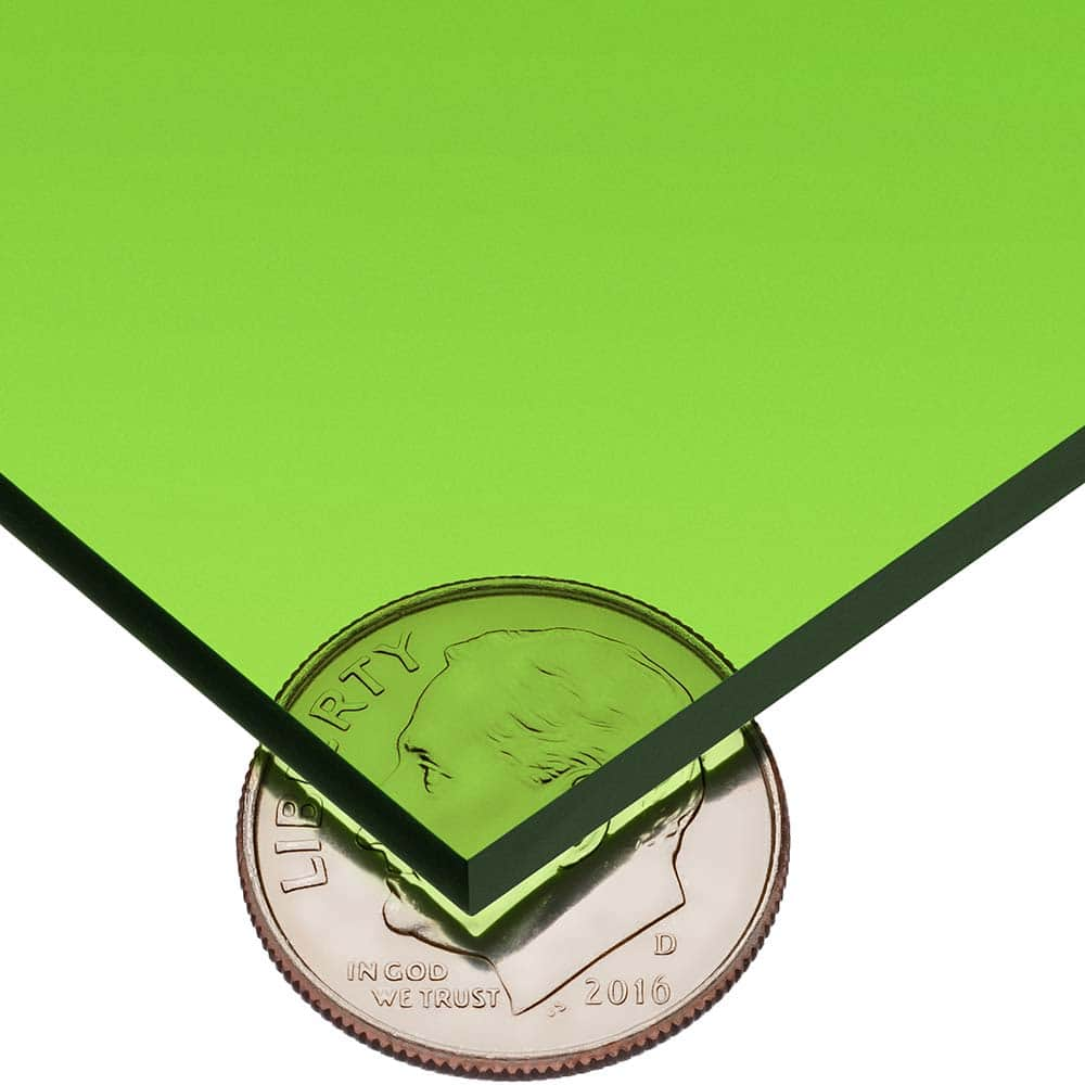 USA Sealing - Plastic Sheets; Material: Cast Acrylic ; Thickness (Inch): 1/4 ; Length (Feet): 8 ; Tensile Strength (psi): 10000 ; Color: Tinted Green ; Material Grade: Standard - Exact Industrial Supply