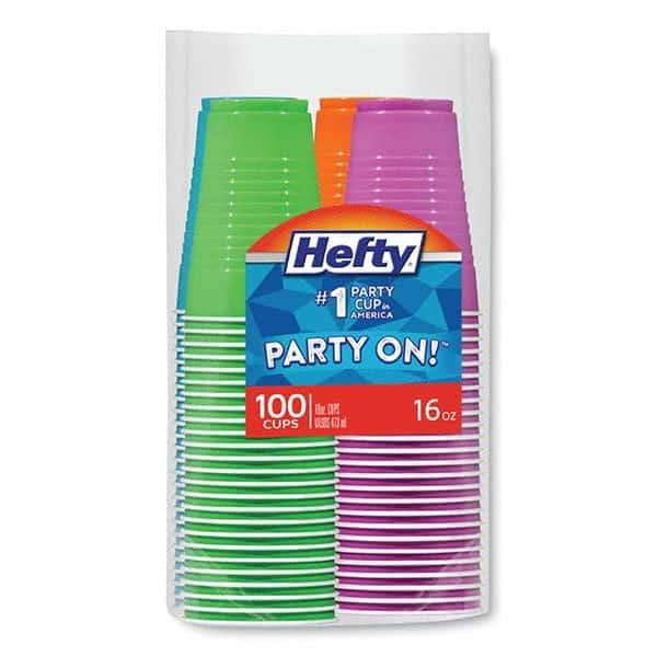 Hefty - Easy Grip Disposable Plastic Party Cups, 16 oz, Assorted, 100/Pack - Benchmark Tooling