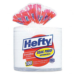 Hefty - Soak Proof Tableware, Foam Plates, 8 7/8" Diam, 100/Pack - Benchmark Tooling