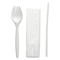 Boardwalk - School Cutlery Kit, Napkin/Spork/Straw, White, 1000/Carton - Benchmark Tooling