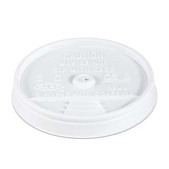 DART - Sip-Through Lids For 10, 12, 14 oz Foam Cups, Plastic, White, 1000/Carton - Benchmark Tooling