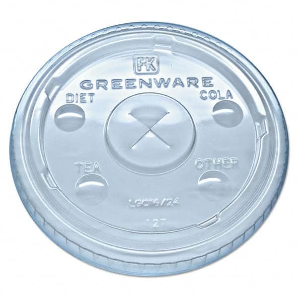 Fabri-Kal - Greenware Cold Drink Lids, Fits 16-18, 24 oz Cups, X-Slot, Clear, 1000/Carton - Benchmark Tooling