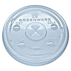 Fabri-Kal - Greenware Cold Drink Lids, Fits 16-18, 24 oz Cups, X-Slot, Clear, 1000/Carton - Benchmark Tooling