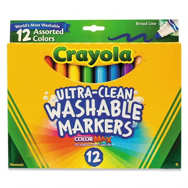 Crayola - Markers & Paintsticks Type: Washable Marker Color: Black; Blue; Blue Lagoon; Brown; Gray; Pink; Green; Orange; Red; Sandy Tan; Violet; Yellow - Benchmark Tooling