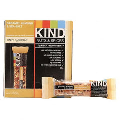 KIND - Snacks, Cookies, Candy & Gum Breakroom Accessory Type: Granola Bars Breakroom Accessory Description: Nuts and Spices Bar, Caramel Almond and Sea Salt, 1.4 oz Bar, 12/Box - Benchmark Tooling