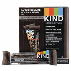 KIND - Snacks, Cookies, Candy & Gum Breakroom Accessory Type: Granola Bars Breakroom Accessory Description: Nuts and Spices Bar, Dark Chocolate Mocha Almond, 1.4 oz Bar, 12/Box - Benchmark Tooling