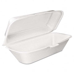 DART - Foam Hoagie Container with Removable Lid, 9-4/5 x 5-3/10 x 3-3/10, White, 125/Bag - Benchmark Tooling