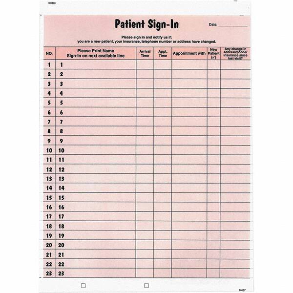 Tabbies - Note Pads, Writing Pads & Notebooks Writing Pads & Notebook Type: Sign-In Label Form Size: 8-1/2 x 11-5/8 - Benchmark Tooling