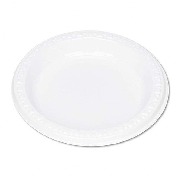 Tablemate Products - Plastic Dinnerware, Plates, 6" Diam, White, 125/Pack - Benchmark Tooling