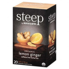 Bigelow - Coffee, Tea & Accessories Breakroom Accessory Type: Tea Bags Breakroom Accessory Description: Steep Tea, Lemon Ginger, 1.6 oz Tea Bag, 20/Box - Benchmark Tooling