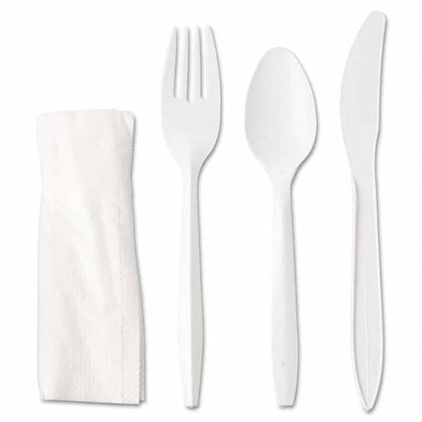 GEN - Wrapped Cutlery Kit, Fork/Knife/Spoon/Napkin, White, 250/Carton - Benchmark Tooling