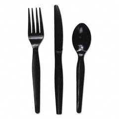 Boardwalk - Three-Piece Cutlery Kit, Fork/Knife/Teaspoon, Heavyweight, Black, 250/Carton - Benchmark Tooling