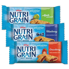 Kellogg's - Snacks, Cookies, Candy & Gum Breakroom Accessory Type: Cereal Bar Breakroom Accessory Description: Nutri-Grain Cereal Bars, Asstd: Apple, Blueberry, Strawberry, 1.3oz Bar, 48/Ctn - Benchmark Tooling