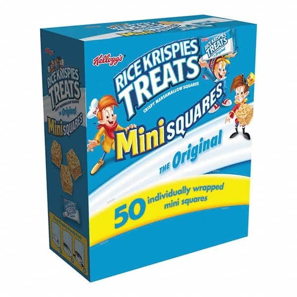 Kellogg's - Snacks, Cookies, Candy & Gum Breakroom Accessory Type: Snack Breakroom Accessory Description: Rice Krispies Treats, Mini Squares, 0.39 oz, 50/Box - Benchmark Tooling