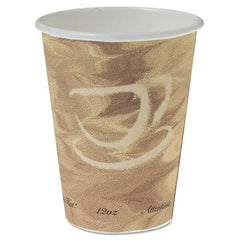 DART - Mistique Polycoated Hot Paper Cup, 12 oz, Printed, Brown, 50/Bag - Benchmark Tooling