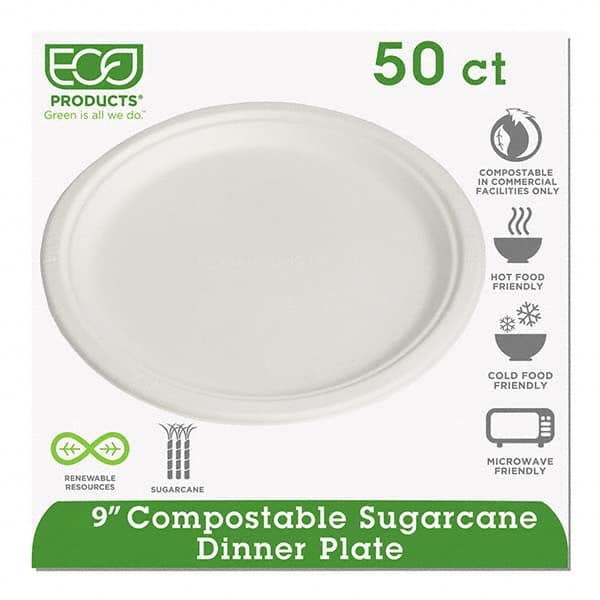 ECO PRODUCTS - Renewable & Compostable Sugarcane Plates, 9", 50/PK - Benchmark Tooling