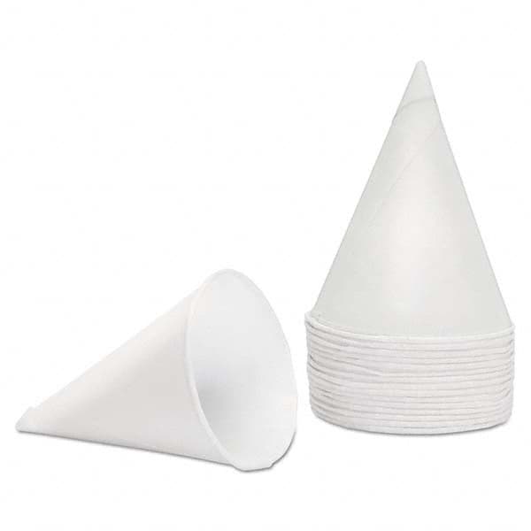 Konie - Rolled Rim, Poly Bagged Paper Cone Cups, 4.5 oz, White, 5000/Carton - Benchmark Tooling