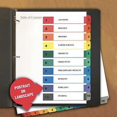 UNIVERSAL - Tabs, Indexes & Dividers Indexes & Divider Type: Preprinted Numeric Size: 11 x 8-1/2 - Benchmark Tooling