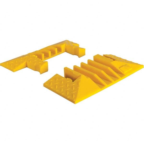 Checkers - 1 2-Piece 4-Channel 8' OAL 1-1/4 Max Cable Diam Yellow On Floor Cable Cover - Benchmark Tooling