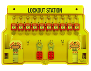 Padllock Wall Station - 15-1/2 x 22 x 1-3/4''-With (10) Xenoy Padlocks - Benchmark Tooling