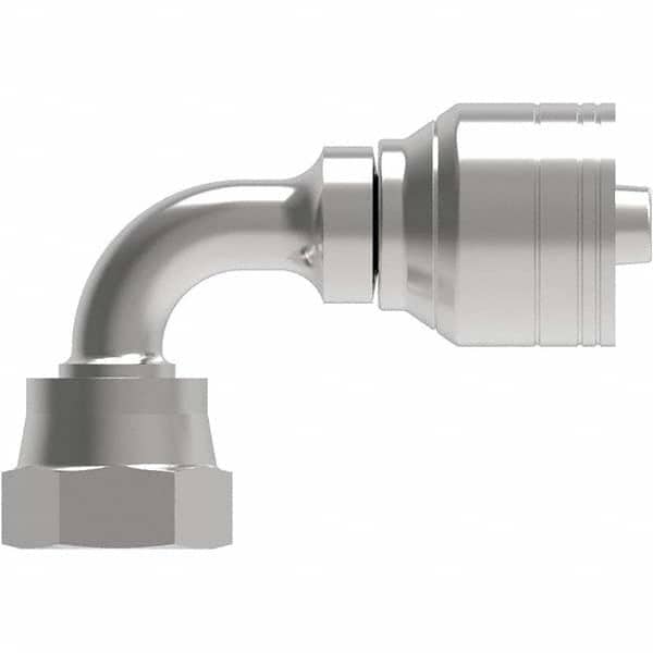 Eaton - Hydraulic Hose Fittings & Couplings Type: Female ORS Swivel Short Drop 90 Elbow Hose Diameter: 1.438 (Inch) - Benchmark Tooling