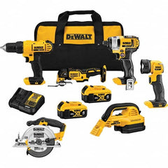 DeWALT - Cordless Tool Combination Kits Voltage: 20 Tools: 1/2" Drill/Driver; 1/4" Impact Driver; Wet-Dry Vacuum; Work Light; 6-1/2" Circular Saw; Oscillating Multi-Tool - Benchmark Tooling