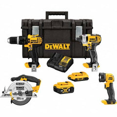 DeWALT - Cordless Tool Combination Kits Voltage: 20 Tools: Hammer Drill; 1/4" Impact Driver; 6-1/2" Circular Saw; Work Light - Benchmark Tooling