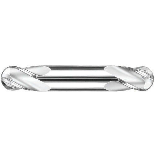 1/2″ Dia. × 1/2″ Shank × 5/8″ DOC × 3″ OAL, Carbide Uncoated, Spiral , 4 Flute, 30° Helix, Ballnose End Mill - Exact Industrial Supply