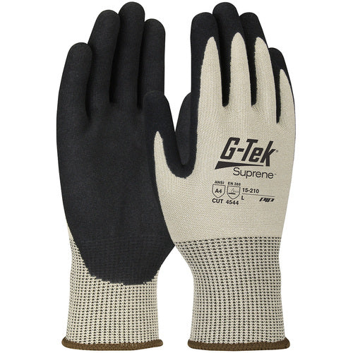 ‎15-210/L Coated Gloves w/Polykor - G-Tek Suprene - Tan 13G Nano Shell - Nitrile MicroSurface Grip - A4