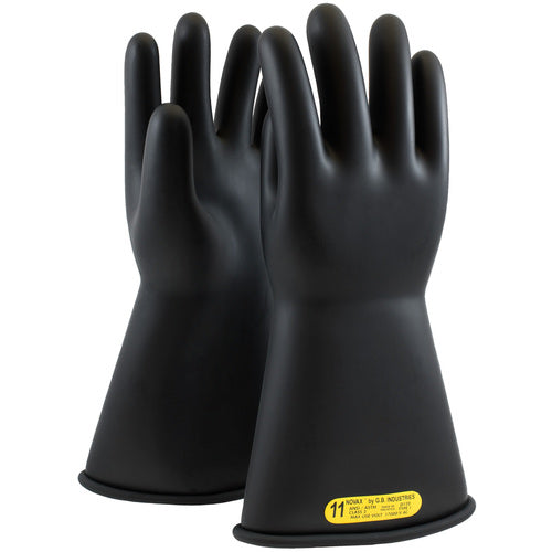 ‎150-2-14/11 - Novax - Natural Rubber Insulating Glove - Class 2 - 14″ - Black - Straight Cuff - Exact Industrial Supply