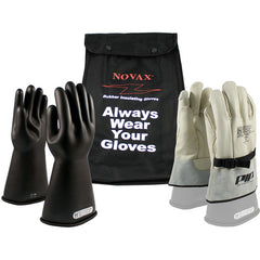 ‎150-SK-1/8-KIT - Novax Insulating Glove Kit - Class 1 - 14″ - Black - Straight Cuff - Exact Industrial Supply