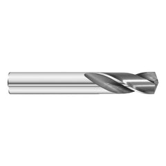 #44 Dia. × 0.086″ Shank × 1/2″ Flute Length × 2″ OAL, 5xD, 135°, Uncoated, 2xD Flute, External Coolant, Round Solid Carbide Drill - Benchmark Tooling