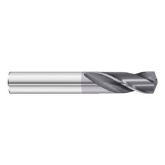 #37 Dia. × 0.104″ Shank × 5/8″ Flute Length × 2″ OAL, 5xD, 135°, TiAlN, 2xD Flute, External Coolant, Round Solid Carbide Drill - Benchmark Tooling