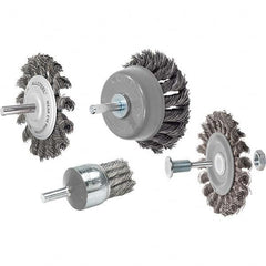 WALTER Surface Technologies - 3" OD, 1/4" Arbor Hole, Knotted Steel Wheel Brush - Benchmark Tooling