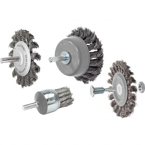 WALTER Surface Technologies - 3" OD, 3/8" Arbor Hole, Knotted Steel Wheel Brush - Benchmark Tooling