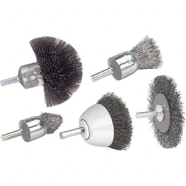 WALTER Surface Technologies - 2" OD, 1/4" Arbor Hole, Crimped Steel Wheel Brush - Benchmark Tooling