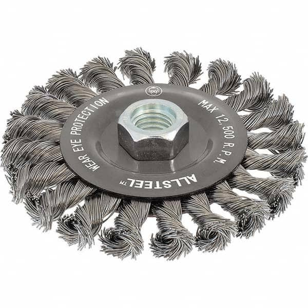 WALTER Surface Technologies - 4-1/2" OD, 5/8-11 Arbor Hole, Knotted Steel Wheel Brush - Benchmark Tooling