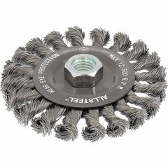 WALTER Surface Technologies - 5" OD, 5/8-11 Arbor Hole, Knotted Steel Wheel Brush - Benchmark Tooling