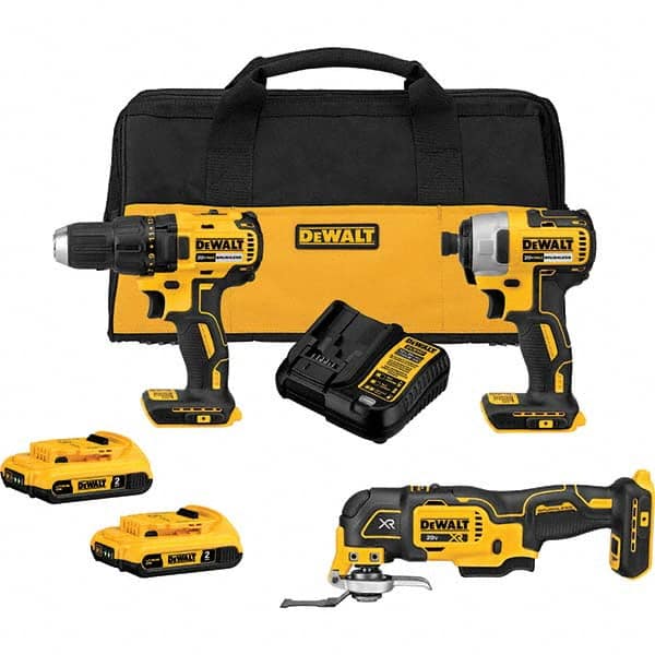 DeWALT - Cordless Tool Combination Kits Voltage: 20 Tools: Brushless 1/2" Cordless Drill/Driver; Brushless 1/4" Cordless Impact Driver; Brushless 3-Speed Cordless Oscillating Multi-Tool - Benchmark Tooling