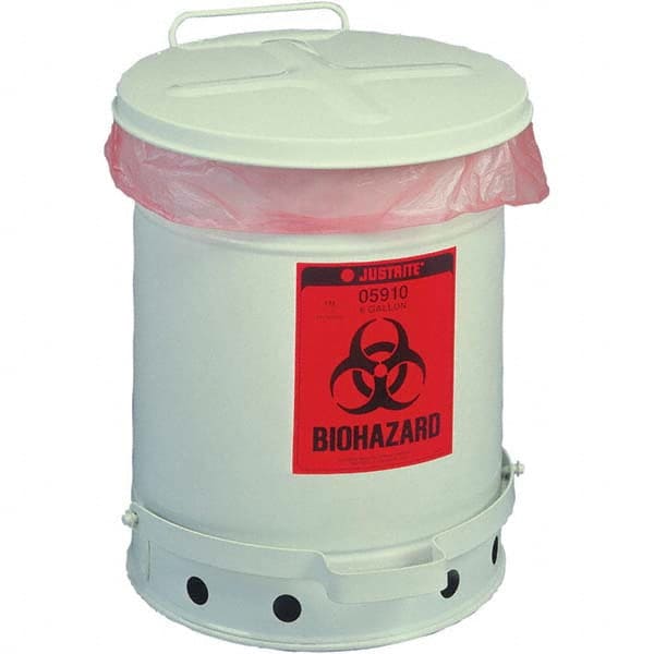 Justrite - Biohazardous & Step-Open Trash Cans Label: Bio-Hazard Capacity (Gal.): 6 - Benchmark Tooling