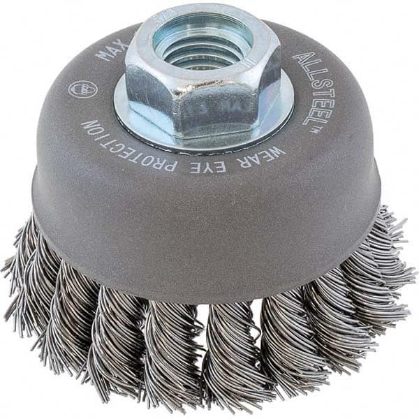 WALTER Surface Technologies - 3" Diam 5/8-11 Threaded Arbor Steel Fill Cup Brush - Benchmark Tooling