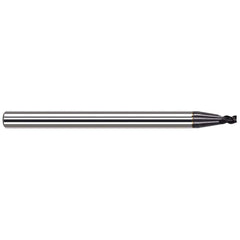 Corner Radius End Mill: 1/2″ Dia, 3/4″ LOC, 1/64″ Radius, 4 Flutes, Solid Carbide 3″ OAL, 1/2″ Shank Dia, 34 ° Helix, AlTiN Coated, Corner Radius End