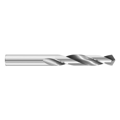#44 Dia. × 0.086″ Shank × 1″ Flute Length × 2″ OAL, 7xD, 118°, Uncoated, 2xD Flute, External Coolant, Round Solid Carbide Drill - Benchmark Tooling