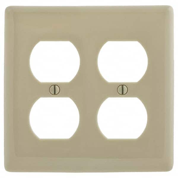 Wall Plates; Wall Plate Type: Outlet Wall Plates; Color: Ivory; Wall Plate Configuration: Duplex Outlet; Material: Thermoplastic; Shape: Rectangle; Wall Plate Size: Standard; Number of Gangs: 2; Overall Length (Inch): 4.6300; Overall Width (Decimal Inch):