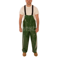 Non-Disposable Rain & Chemical-Resistant Bib Overalls: Waterproof, Chemical Resistant & Mildew Resistant, Green, Polyurethane On 210D Nylon 30″ Inseam, Snaps Closure, 0, Storm Cuff Ankle