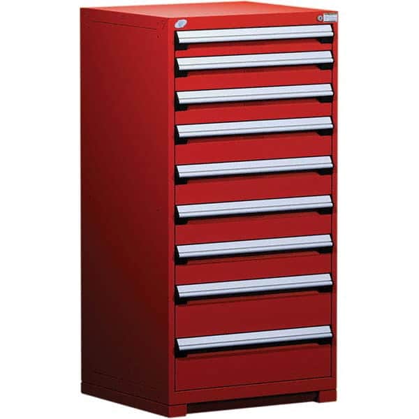 Rousseau Metal - 9 Drawer Flame Red Steel Modular Storage Cabinet - Benchmark Tooling