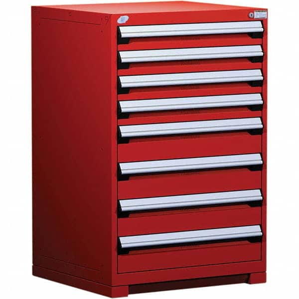 Rousseau Metal - 8 Drawer Flame Red Steel Modular Storage Cabinet - Benchmark Tooling